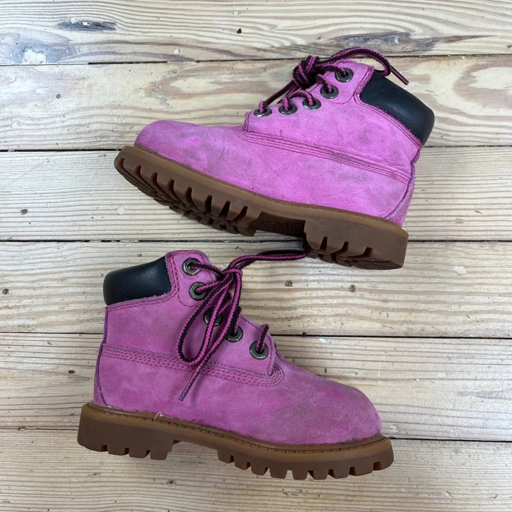 Timberland 6 Inch Premium Pink Nubuck Waterproof Toddler Boots Size 7 girly cute